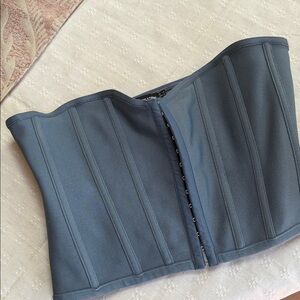PrettyLittleThing Slate Blue Corset-Style Top